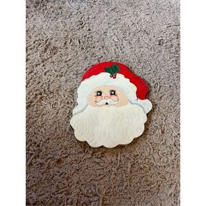 Vintage Santa hand painted wooden‎ wall decoration